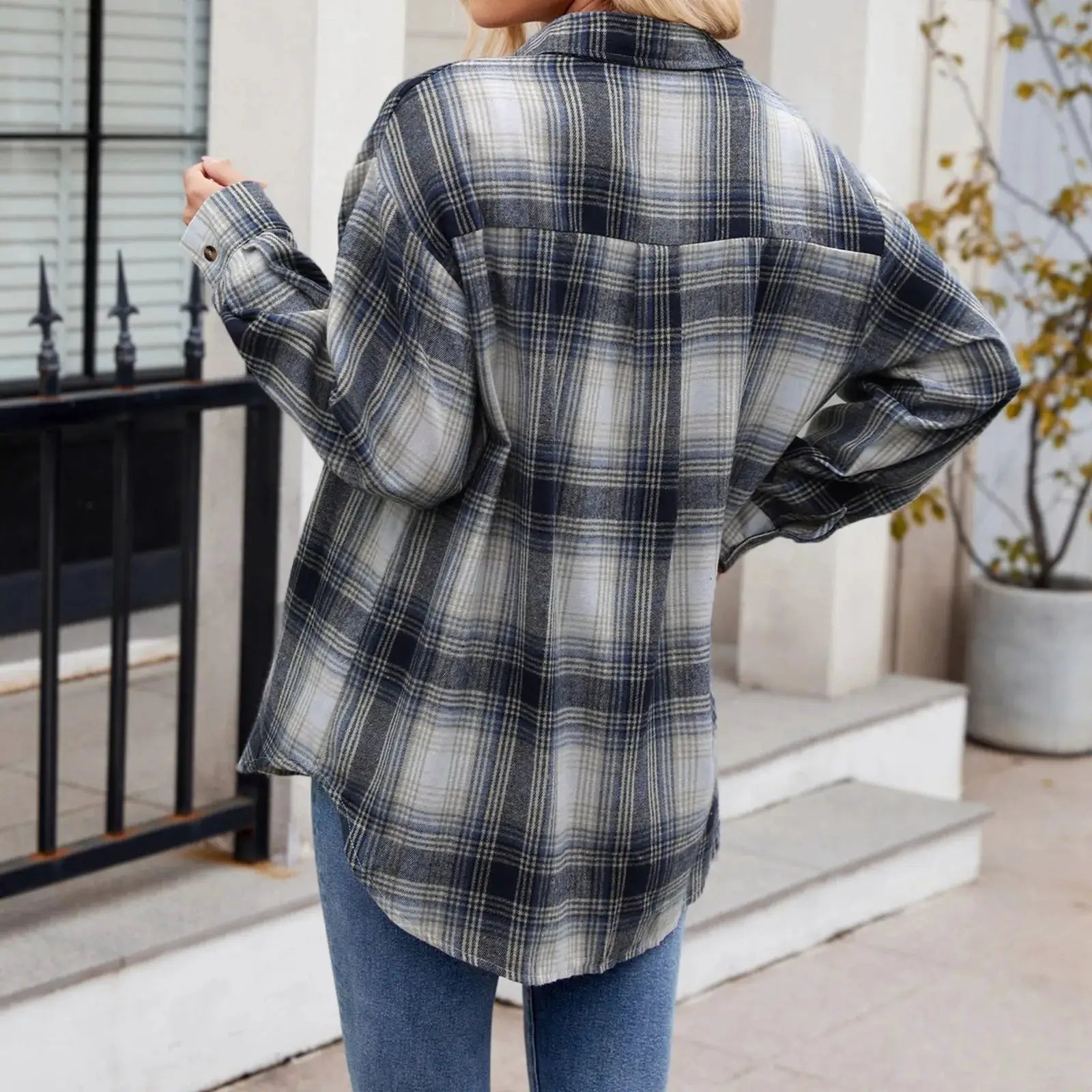 Button Down Shirt Dress For Women Women Lightweight Flannel Plaid Button Down Shirt Oversized Long Sleeve Bodycon одежда женская by All Mart Bristol Ltd