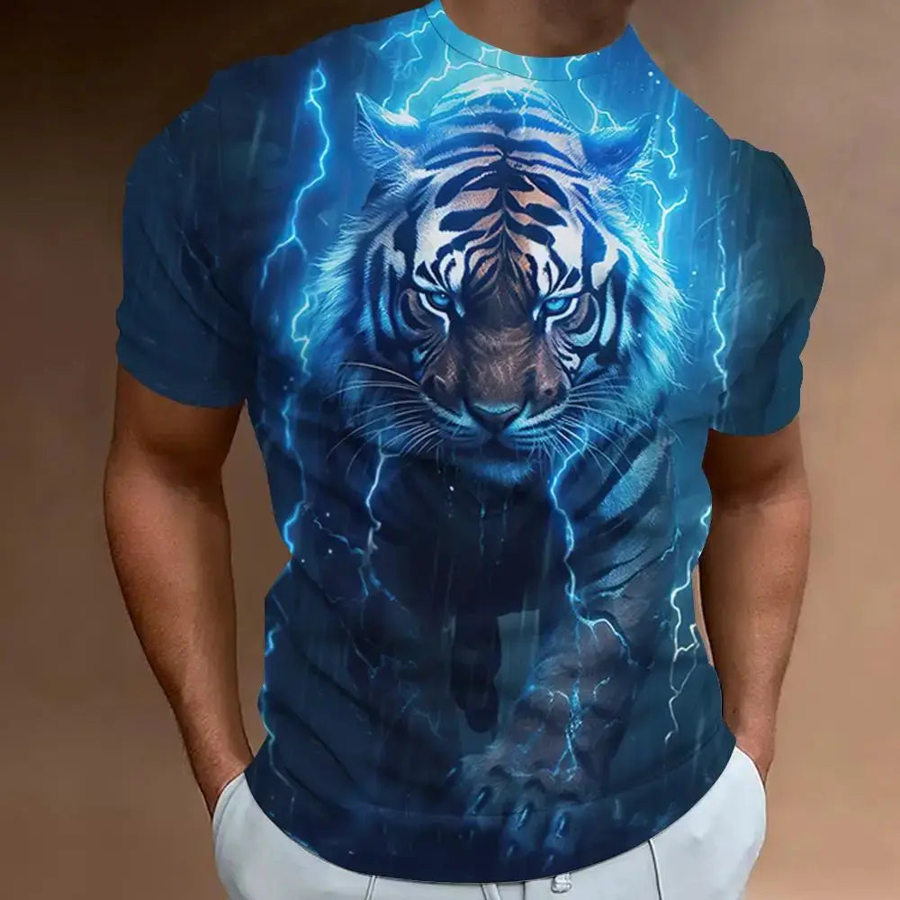 New Tiger Men's T-shirt 3D Printing Animal Pattern Short Sleeve Men's Apparel Summer Fashion T-shirt Fashion Round Neck Top by All Mart Bristol Ltd