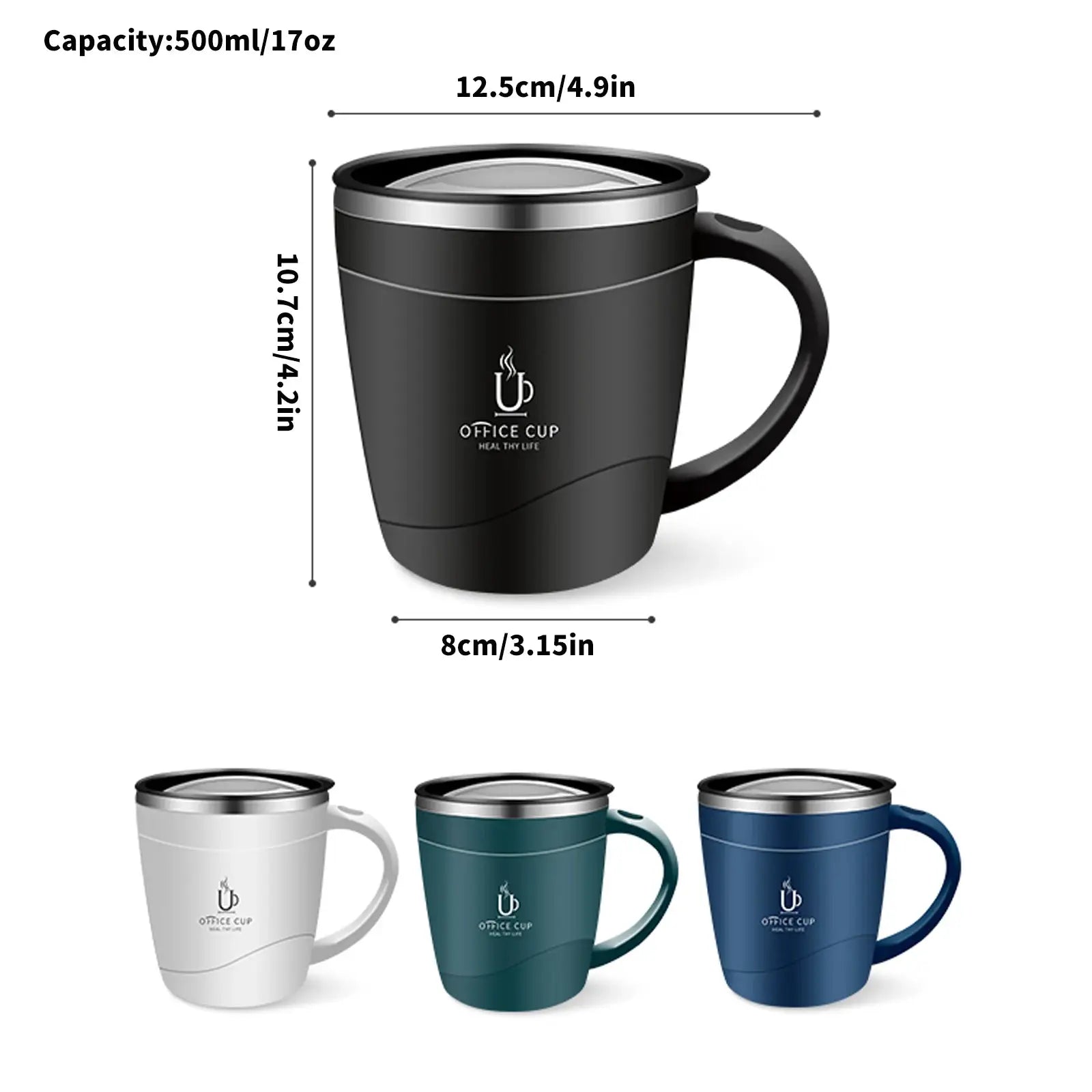 304 Stainless Steel Coffee Cup Mug With Lid Insulated Coffee Mug Double Wall Coffee Tumbler With Handle Heat-resistant Drinkware by All Mart Bristol Ltd
