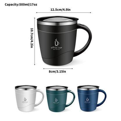 304 Stainless Steel Coffee Cup Mug With Lid Insulated Coffee Mug Double Wall Coffee Tumbler With Handle Heat-resistant Drinkware by All Mart Bristol Ltd