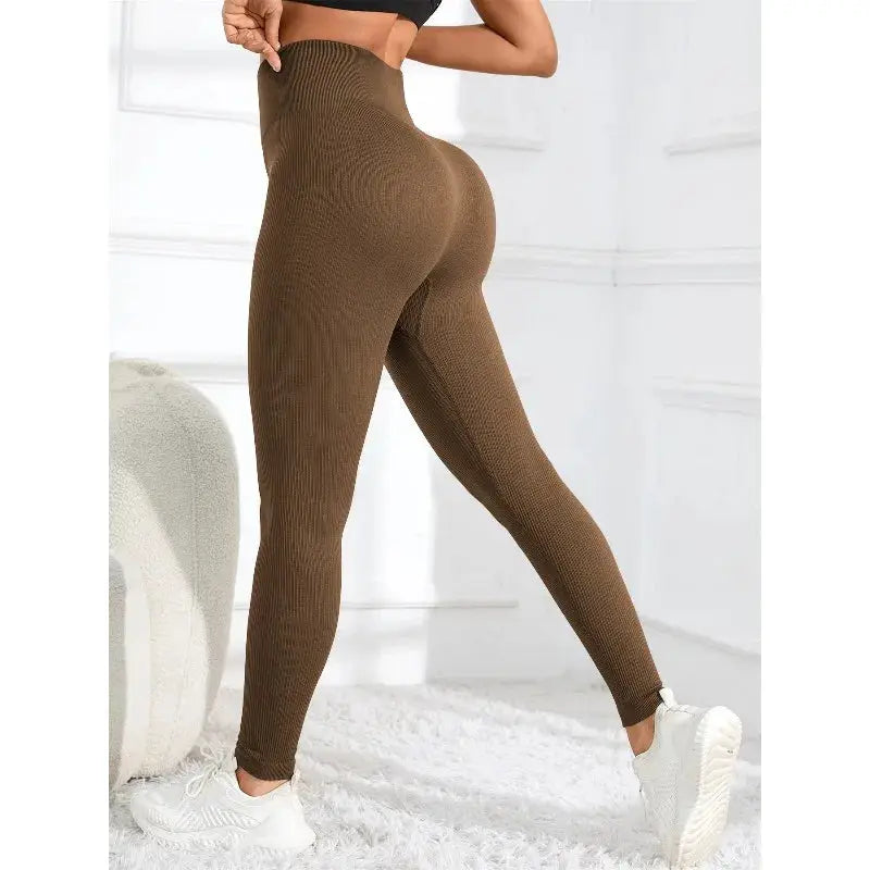 High Waisted Seamless Yoga Leggings Ribbed Sportswear Tights Fitness Apparel for Women Gym and Casual Wear for Fall & Winter by All Mart Bristol Ltd
