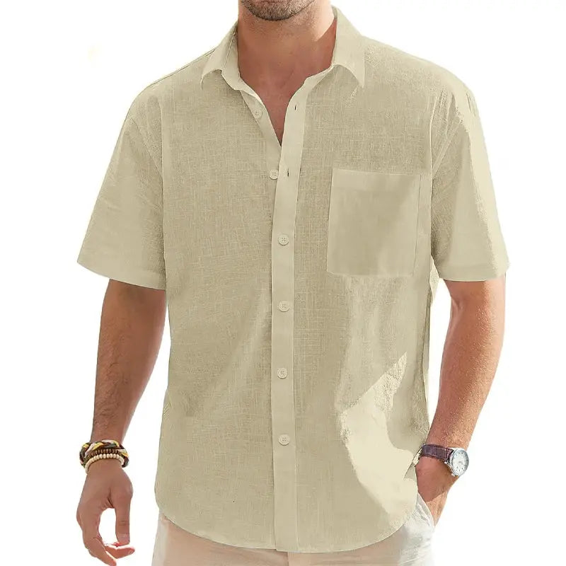 Summer Lightweight Mens Short Sleeve Shirt Casual Business Regular Oversize Shirt Man with Pocket Solid Color Breathable TShirts by All Mart Bristol Ltd