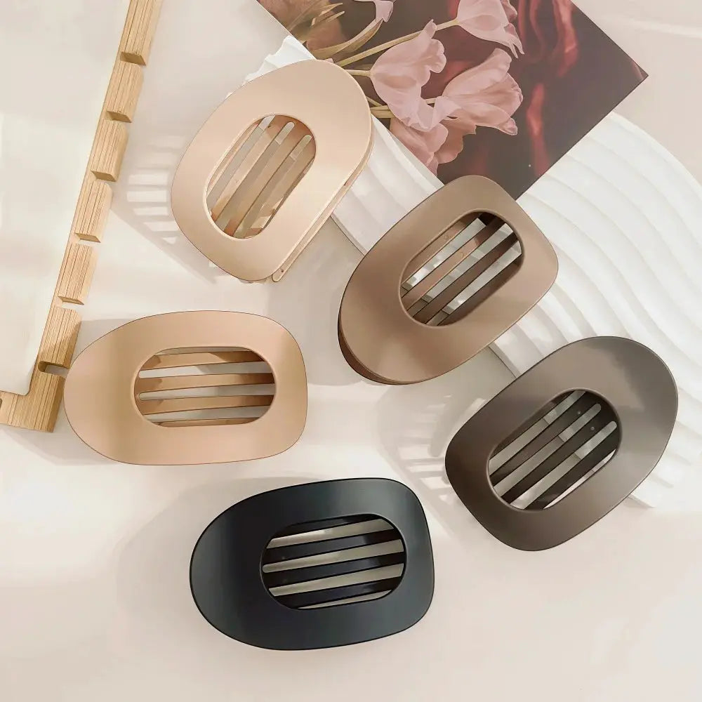Fashion Oval Hair Claw Clip for Women New Design Leopard Matte Curved Flat Styling Barrettes Acrylic Lying Down Hair Accessories by All Mart Bristol Ltd
