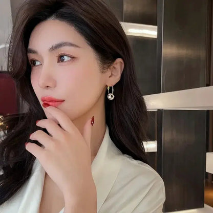 Real Gold Plated Korea Hot Selling Fashion Jewelry Round Zircon Beads Swivel Earrings Luxury Women's Prom Party Accessories by All Mart Bristol Ltd