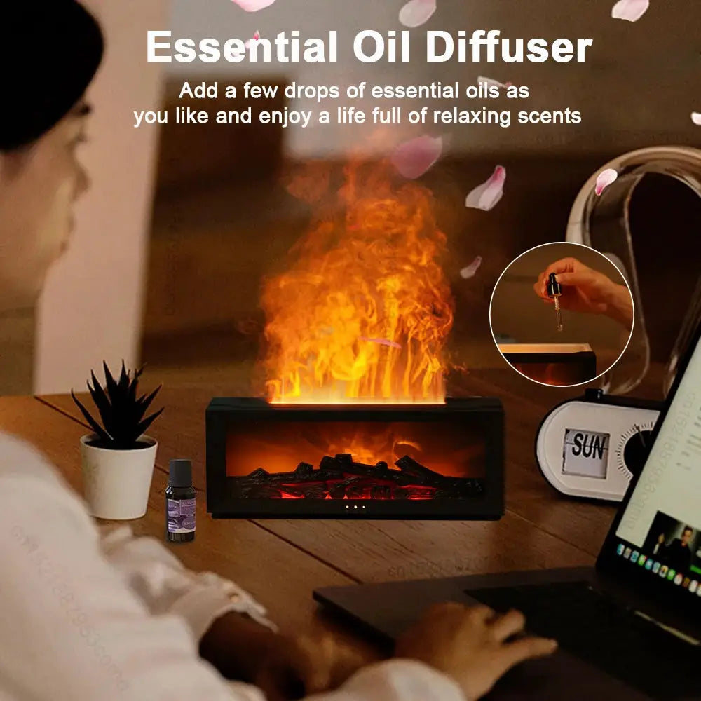 Aroma Humidifier Flame Essential Oil Diffuser Air Humidifier Aromatherapy Fragrance Diffuser with RGB Light and Remote Control by All Mart Bristol Ltd