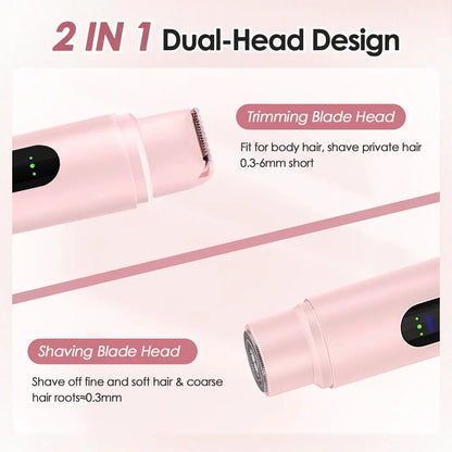 Electric Shaver for Women Waterproof Wet Dry Hair Razors 2 in 1 Double Head Dual Bikini Hair Trimmer Detachable Head Shaver by All Mart Bristol Ltd
