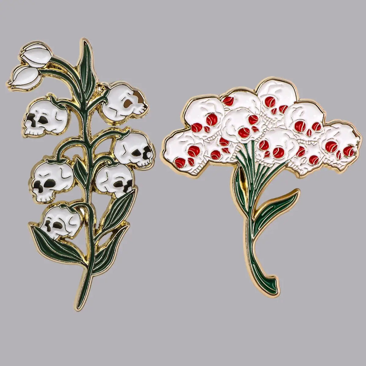 Punk Skull Flower Enamel Pins Women's Brooches Men Lapel Pins Badge on Backpack Costume Accessories Halloween Jewelry Gift by All Mart Bristol Ltd