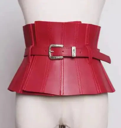 Women's Fashion PU Leather Corset Female Cummerbund Coat Waistband Dress Decration Wide Belt J223 by All Mart Bristol Ltd