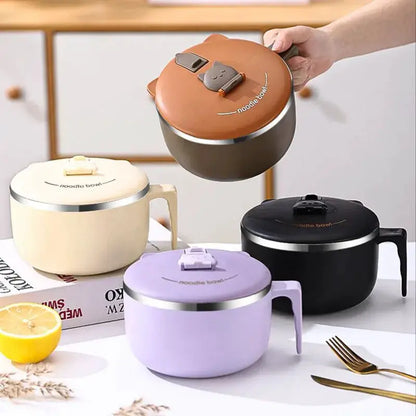 Instant Noodles Bowl 304 Stainless Steel Instant Noodle Cup With Lid Portable Ramen Bowl Food Containers Dish For Ramen by All Mart Bristol Ltd