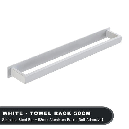 Black Stainless Steel Towel Holder No Drill Wall Shower Towel Shelf Kitchen Towel Hanger Rail Bathroom Towel Rack Self Adhesive by All Mart Bristol Ltd