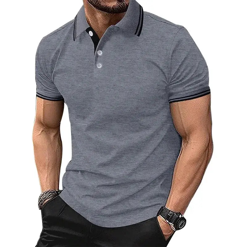 Men Clothes Summer Casual Short Sleeve Pure Color Polo Shirt 100% Polyester Quick Drying Tops Men Business Golf Polo Shirt Tops by All Mart Bristol Ltd