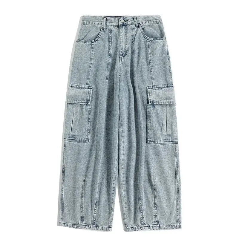 Baggy Jeans Men's Oversize Cargo Korean Black Wide Pants Streetwear Hip Hop Harajuku Male Fashion Straight Denim Pants by All Mart Bristol Ltd