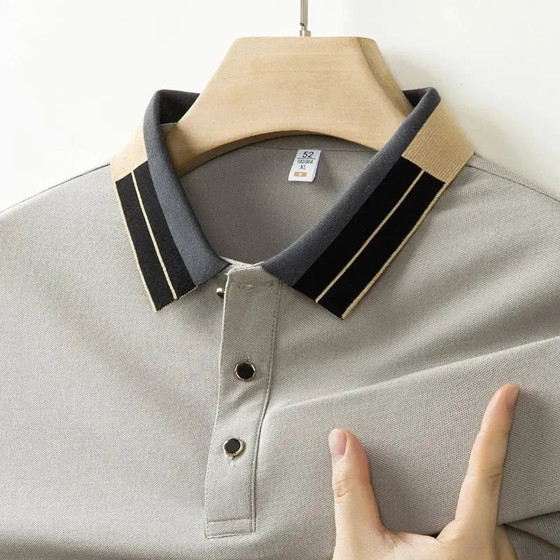 2025 New Men's Collar Polo Shirt Short Sleeved Sweat Absorbing Polo Tops ,Luxury Jacquard Breathable Contrast color T-shirt by All Mart Bristol Ltd