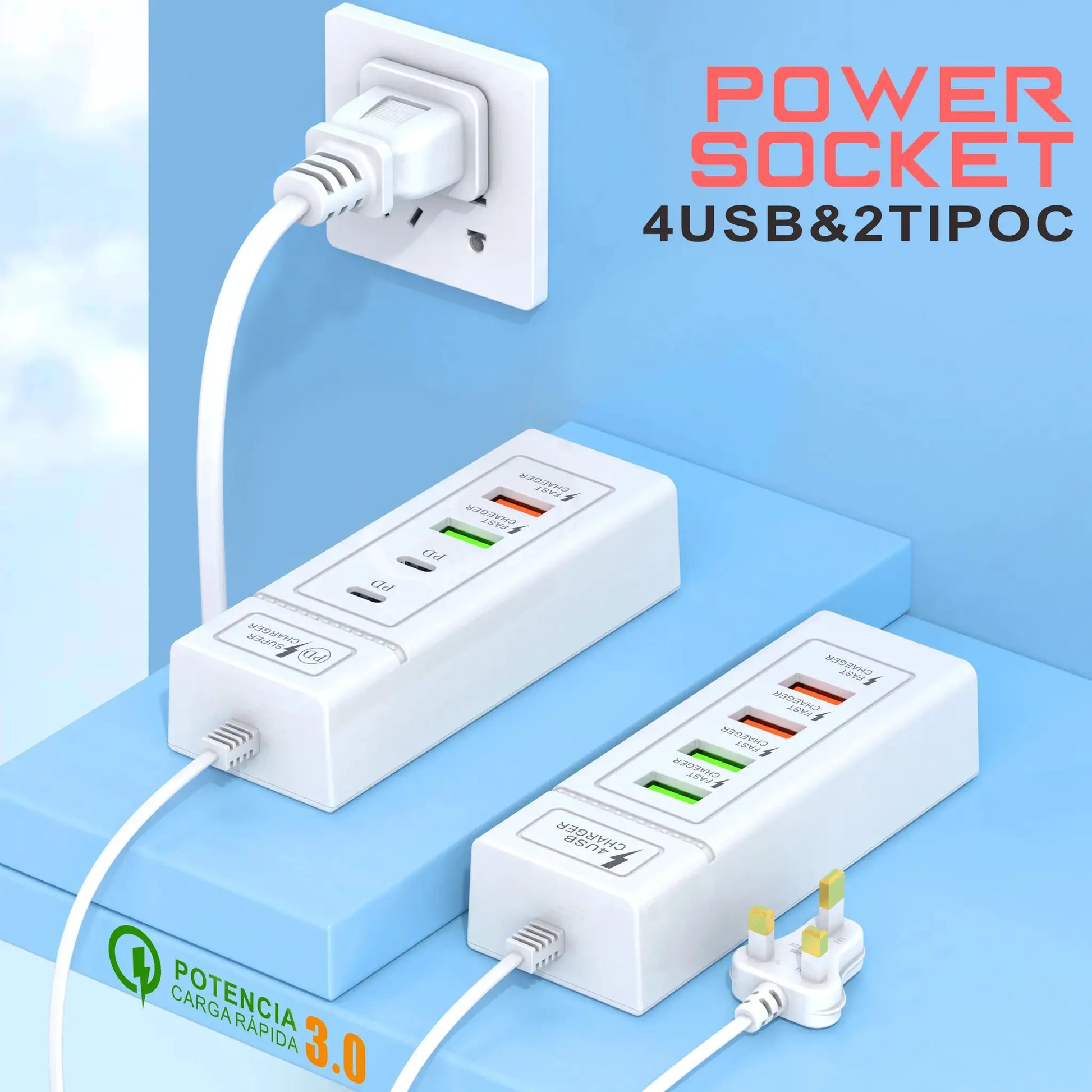 4 Ports USB Fast Charging Charger Type C Wall Charger For iPhone Samsung Xiaomi Huawei Phone Charger EU/US/UK Plug Power Adapter by All Mart Bristol Ltd