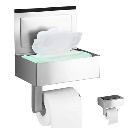Toilet Roll Holder with Wipes Dispenser Black Multi-function Bathroom Storage Rack Roll Paper Holder Stainless Steel Accessories by All Mart Bristol Ltd