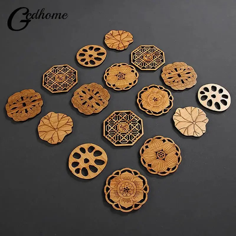 Creative Lotus Flower Drink Coasters Wooden Round Cup Mat Table Mat Tea Coffee Mug Placemat Home Decoration Kitchen Accessories by All Mart Bristol Ltd
