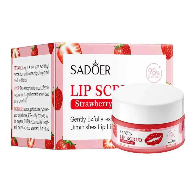20g Strawberry Lip Scrub Natural Fruits Care Gently Exfoliates Hydrates Diminishes Lip Lines Moisturizing Lip Balm by All Mart Bristol Ltd