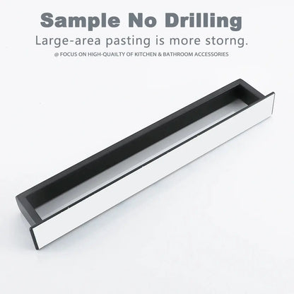 Black Stainless Steel Towel Holder No Drill Wall Shower Towel Shelf Kitchen Towel Hanger Rail Bathroom Towel Rack Self Adhesive by All Mart Bristol Ltd