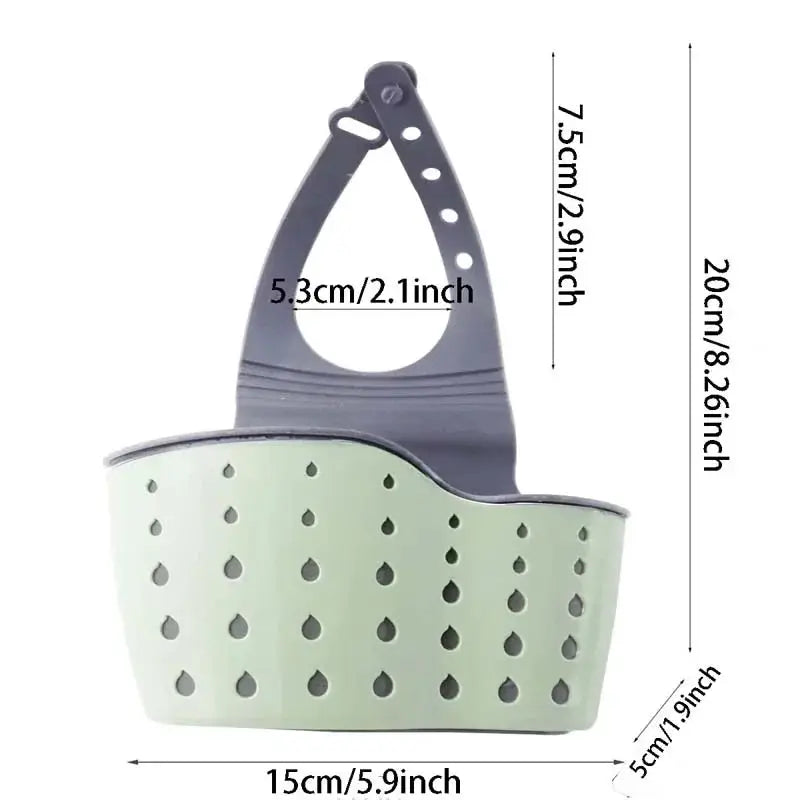 Sink Draining Hanging Basket Adjustable Kitchen Accessories Rubber Sink Bag Soap Sponge Shelf Faucet Holder for Bathroom by All Mart Bristol Ltd