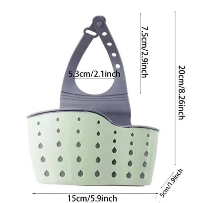 Sink Draining Hanging Basket Adjustable Kitchen Accessories Rubber Sink Bag Soap Sponge Shelf Faucet Holder for Bathroom by All Mart Bristol Ltd