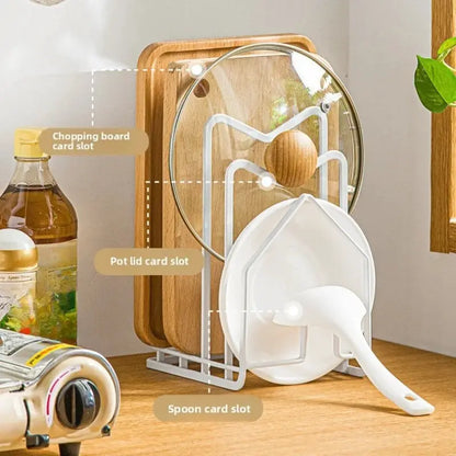 Rack Shelf Stand Multi Layer Space Saving Rustproof Cutting Board Practical Kitchen Organizer Pot Lid Holder Iron Art Home by All Mart Bristol Ltd