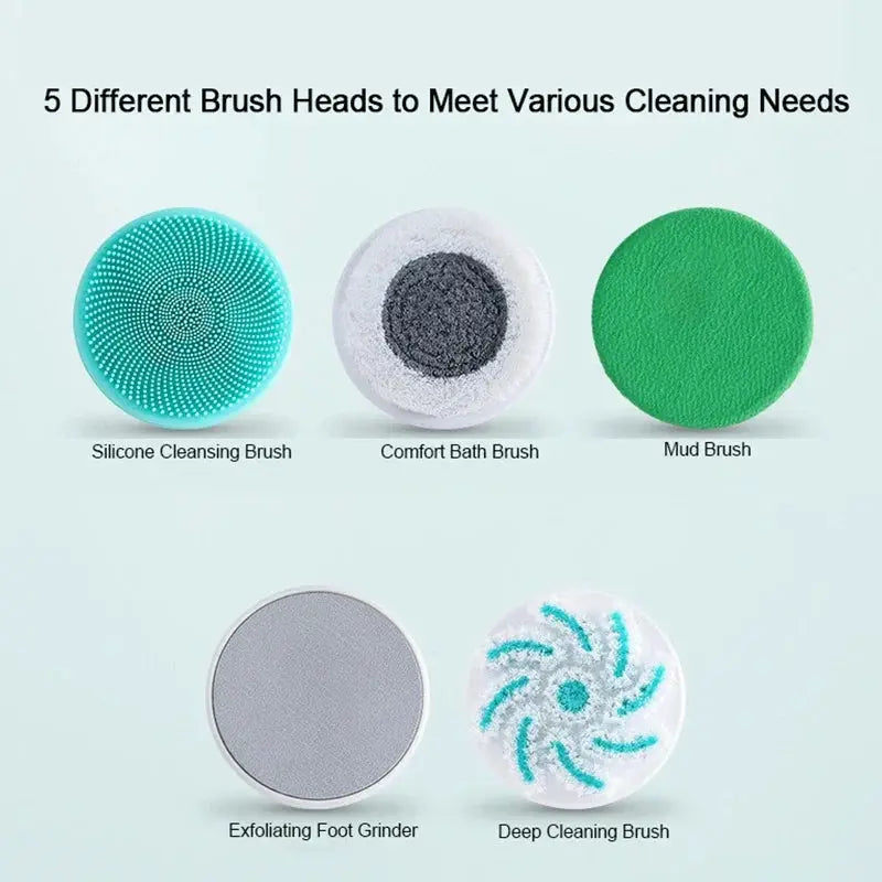 Electric 5-in-1 Rechargeable Body Cleaning Bath Brush Set by All Mart Bristol Ltd