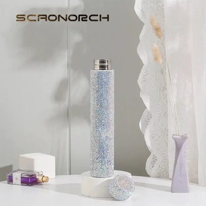 Creative Bling Slender Vacuum Flask Stainless Steel Water Bottle Tumbler Thermos Rhinestone Travel Portable Insulated Cup Mug by All Mart Bristol Ltd