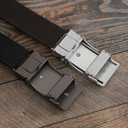 2022 New Luxury Genuine Leather Belt Men's Automatic Buckle Cowhide Leather Belt High-end Youth Business All-match Waistband by All Mart Bristol Ltd