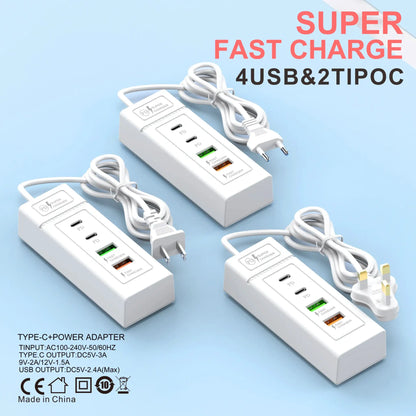 4 Ports USB Fast Charging Charger Type C Wall Charger For iPhone Samsung Xiaomi Huawei Phone Charger EU/US/UK Plug Power Adapter by All Mart Bristol Ltd