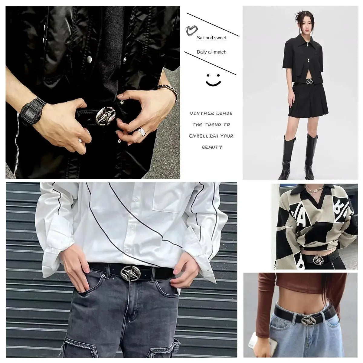 Fashion Metal Star Buckle Leather Belt for Woman Goth Punk Style Waist Belt Man Casual Style Waistband for Jeans Accessories by All Mart Bristol Ltd
