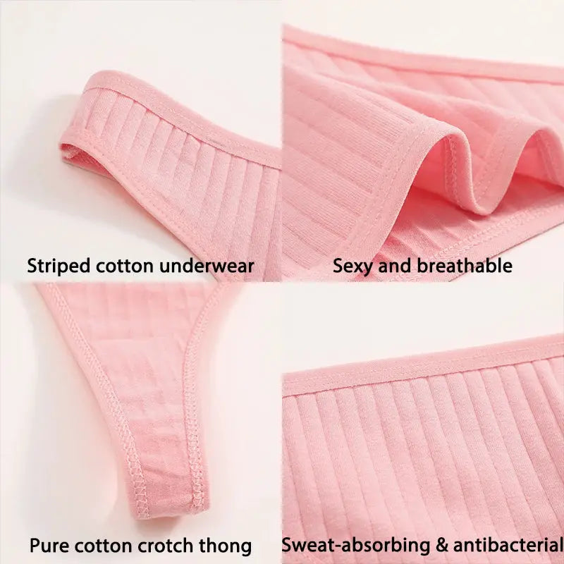 6PCS/Set Cotton Panties G-String Women Panties Sexy Underwear Female Lingerie Thong Briefs for Woman Solid Color Intimate Pantys by All Mart Bristol Ltd