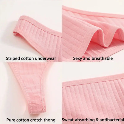 6PCS/Set Cotton Panties G-String Women Panties Sexy Underwear Female Lingerie Thong Briefs for Woman Solid Color Intimate Pantys by All Mart Bristol Ltd