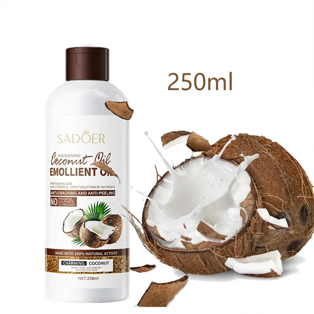 250ml Coconut Sooth Dry Skin Lighten Fine Lines Face Massage Oil Nourishes Hair Removes Frizz Hair Care Oil Firming Body Oil by All Mart Bristol Ltd