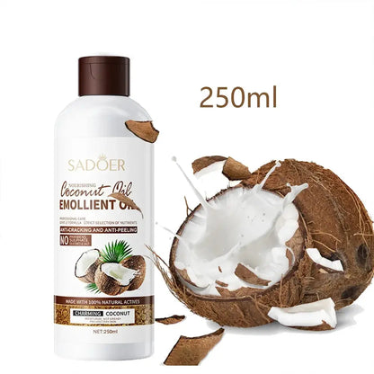 250ml Coconut Sooth Dry Skin Lighten Fine Lines Face Massage Oil Nourishes Hair Removes Frizz Hair Care Oil Firming Body Oil by All Mart Bristol Ltd