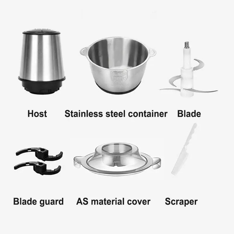 2L 3L 5L Household Stainless Steel Meat Grinder 500W High Power Blender Multifunctional Food Processor Food Chopper Electric by All Mart Bristol Ltd