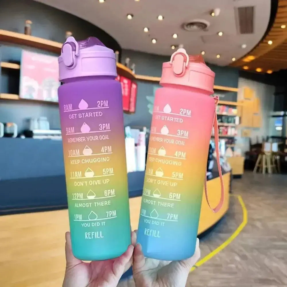 750ML Large Capacity Water Bottle Portable Plastic Clear Drink Bottle with Time Marker Motivational Sports Water Cup by All Mart Bristol Ltd