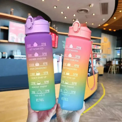 750ML Large Capacity Water Bottle Portable Plastic Clear Drink Bottle with Time Marker Motivational Sports Water Cup by All Mart Bristol Ltd