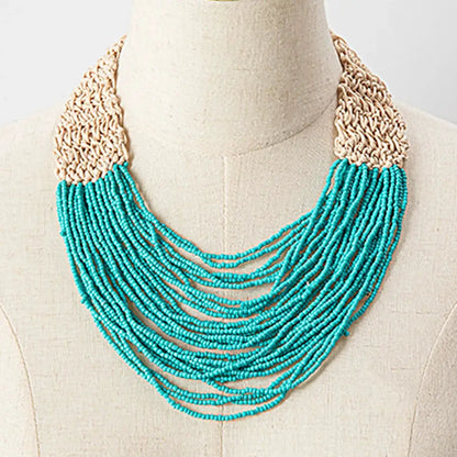 KAYMEN Fashion Handmade Small Beaded Strands Necklace Statement Bohemia Choker Necklace Multi Layers Jewelry Accessory Gifts by All Mart Bristol Ltd