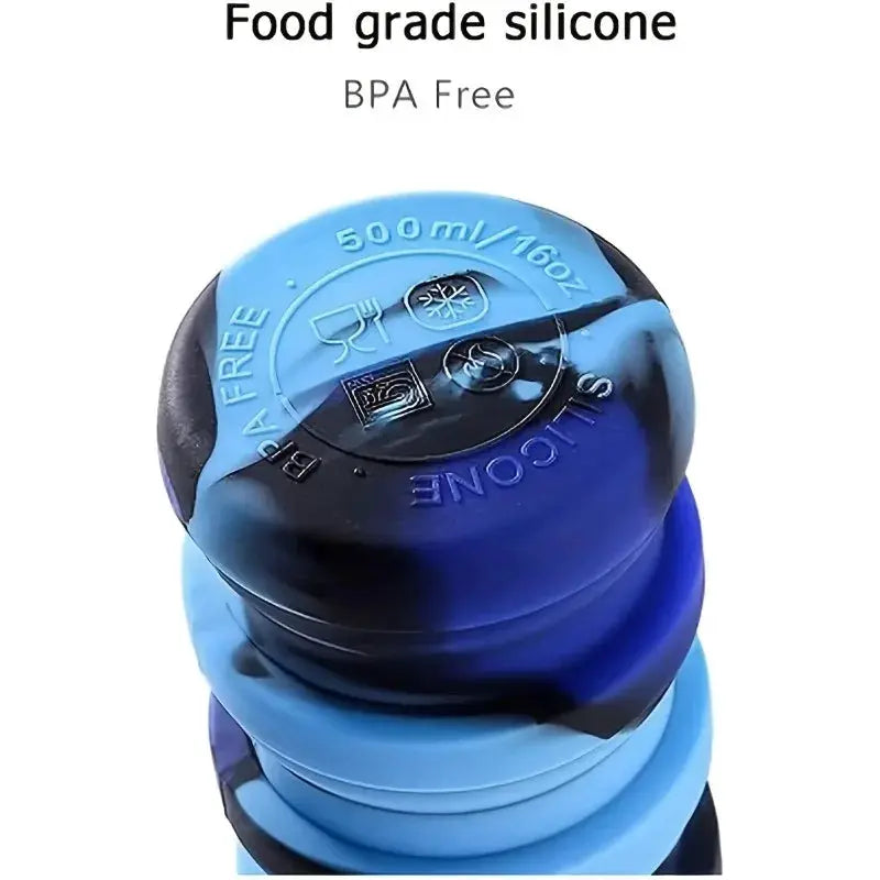 Silicone Foldable Water Bottle for Sports Leakproof BPA Free Water Bottle with Carabiner Collapsible Cycling Water Bottle by All Mart Bristol Ltd