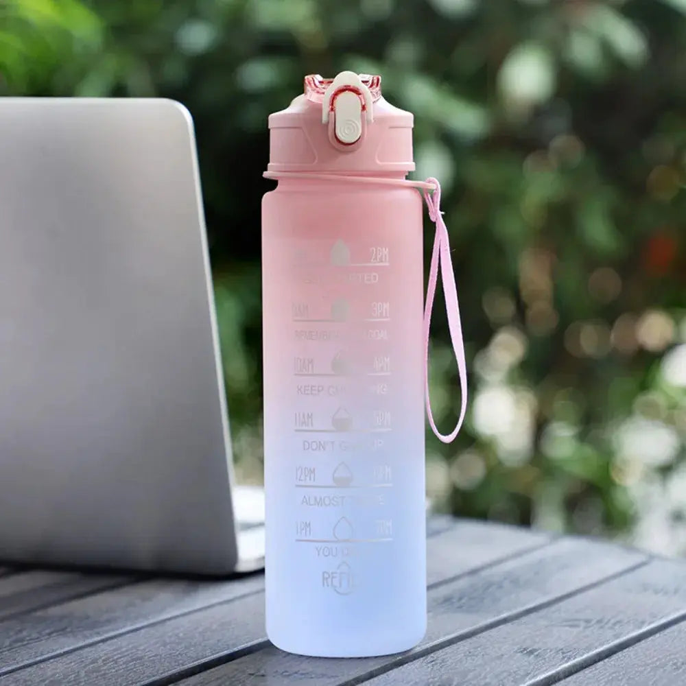 750ML Large Capacity Water Bottle Portable Plastic Clear Drink Bottle with Time Marker Motivational Sports Water Cup by All Mart Bristol Ltd