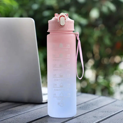 750ML Large Capacity Water Bottle Portable Plastic Clear Drink Bottle with Time Marker Motivational Sports Water Cup by All Mart Bristol Ltd