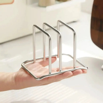 Portable Stainless Steel Cutting Board Holder Rustproof Space Saving Pot Lid Stand 2 Sectional Kitchen Storage Rack by All Mart Bristol Ltd