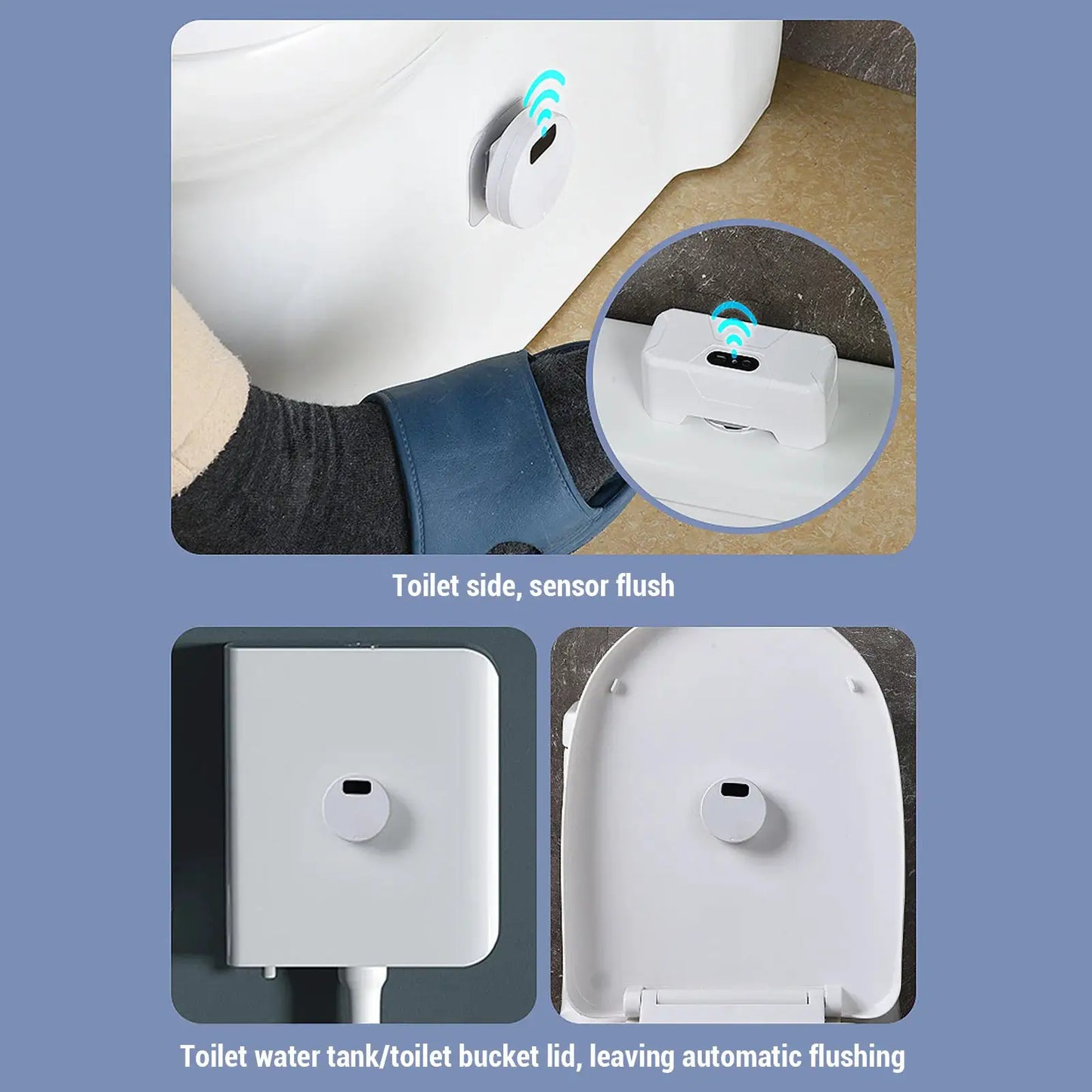 Automatic Toilet Flusher Touchless Toilet Flush Kit USB Rechargeable Versatile 20cm Sensing Distance IPX6 Water Proof for Home by All Mart Bristol Ltd