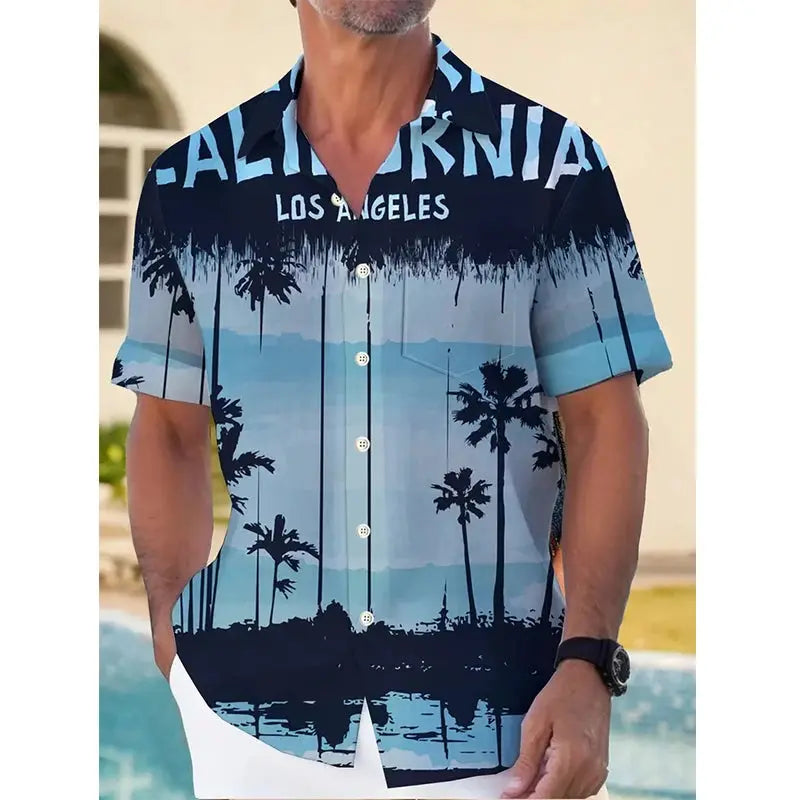 2024 Hawaiian Beach Holiday Men's Shirts Street Casual Daily Lapel Short Sleeve T-shirt Y2k Tops Male Oversized Clothing Buttons by All Mart Bristol Ltd