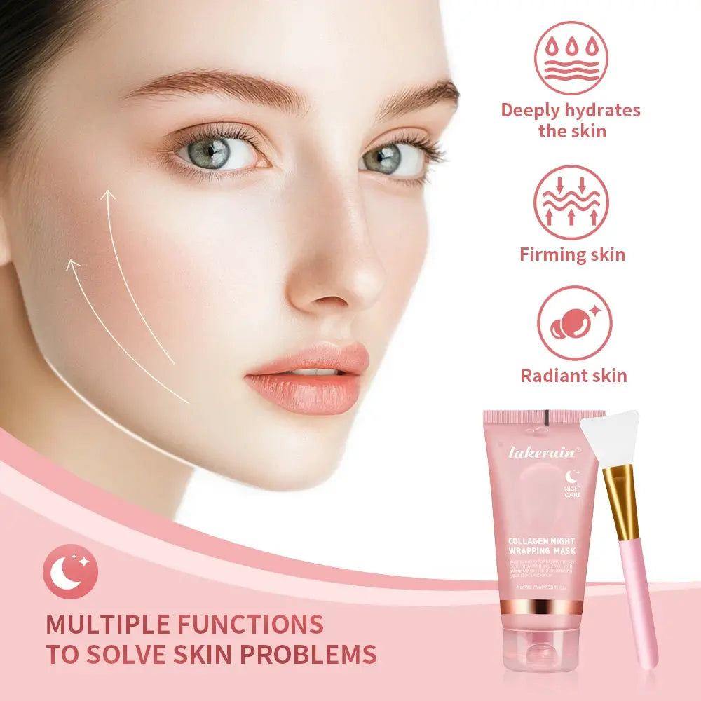 Collagen Wrapping Mask And Brush Set Rejuvenation Moisturize Brightening Korean Face Mask Make Glowy Skin Elasticity Facial Mask by All Mart Bristol Ltd