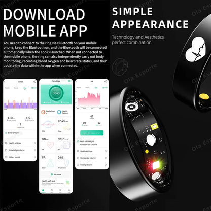 New ECG Smart Ring Men Women Charging Box Body temperature Blood pressure Health Monitor 5ATM Waterproof Remote Control Rings by All Mart Bristol Ltd
