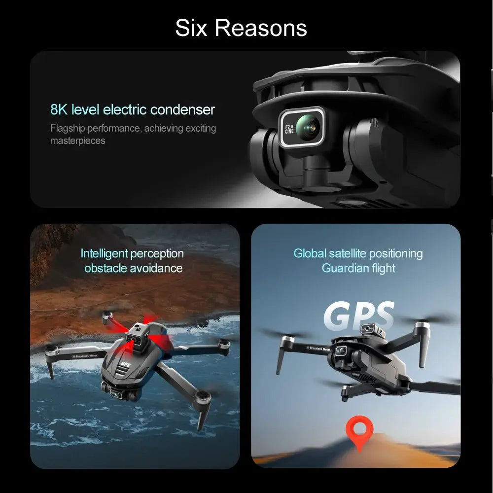 V168 Pro Max Drone GPS Profesional with 8K HD Camera FPV 5G Wifi Brushless Motor Foldable RC Quadcopter Obstacle Avoidance Dron by All Mart Bristol Ltd
