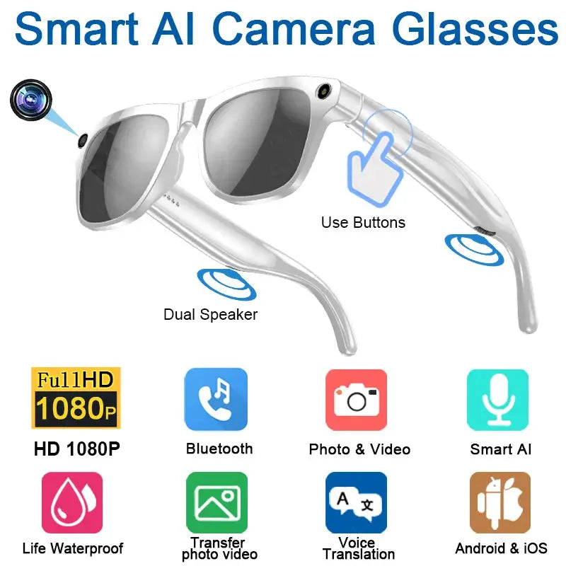 2026 4K HD Color Changing AI Smart Glasses Chat GPT 100MP Camera Bluetooth Call Voice Assistant Control Smart Glasses 2026 New by All Mart Bristol Ltd