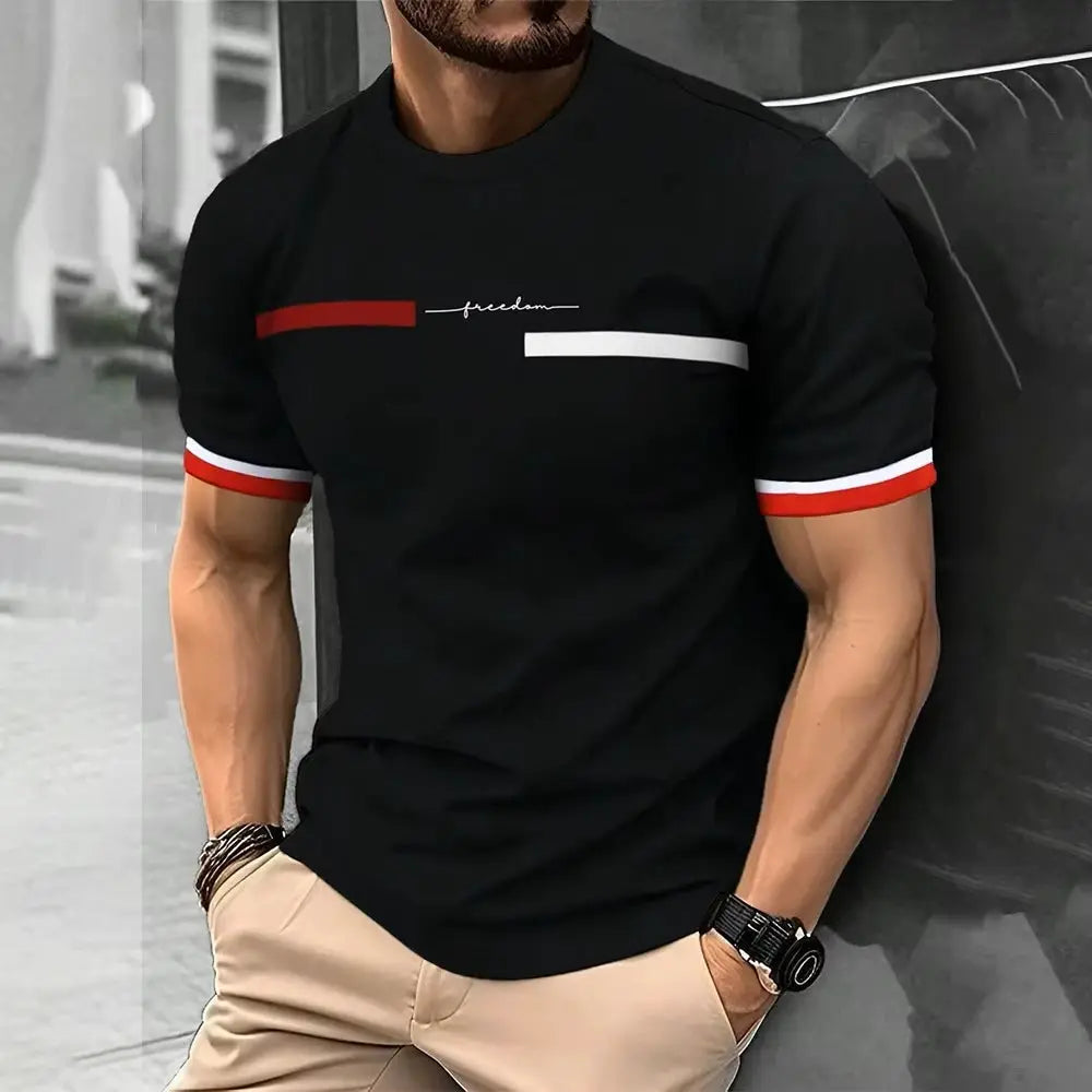 Summer Men's T-shirt Top Casual Loose Fit Oversized T-shirt PARI Letter Pattern Printed Round Neck Short Sleeved Homme Vêtement by All Mart Bristol Ltd