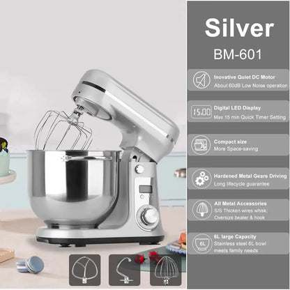 BioloMix Kitchen Food Stand Mixer, Blender, Quiet Motor, Cream Egg Whisk, Whip Dough Kneader, 6-Speed, 1200 W, 6 L, DC by All Mart Bristol Ltd